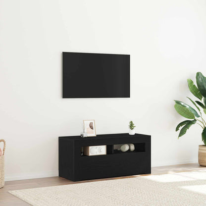 vidaXL TV Cabinet 90 x 35 x 40 cm Black Oak Engineered Wood 1