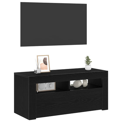 vidaXL TV Cabinet 90 x 35 x 40 cm Black Oak Engineered Wood 4