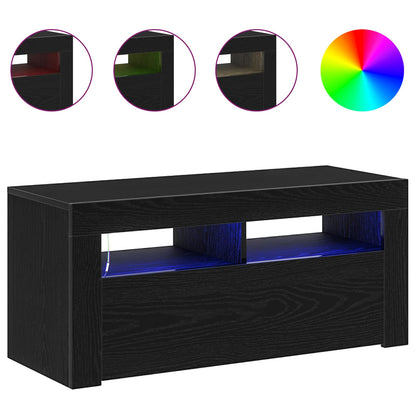 vidaXL TV Cabinet 90 x 35 x 40 cm Black Oak Engineered Wood 5