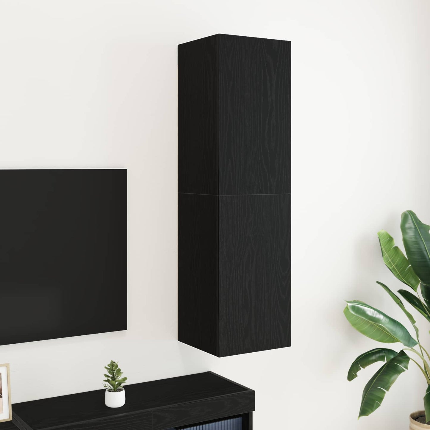 vidaXL Wall TV Cabinet 30.5 x 30 x 110 cm Black Oak Engineered Wood 1
