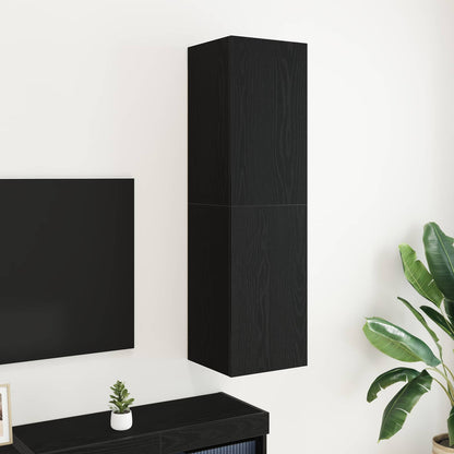 vidaXL Wall TV Cabinet 30.5 x 30 x 110 cm Black Oak Engineered Wood 1