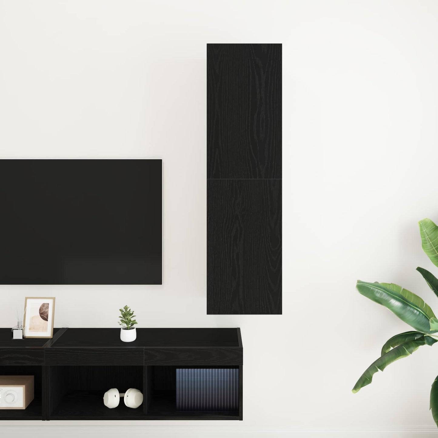 vidaXL Wall TV Cabinet 30.5 x 30 x 110 cm Black Oak Engineered Wood 4