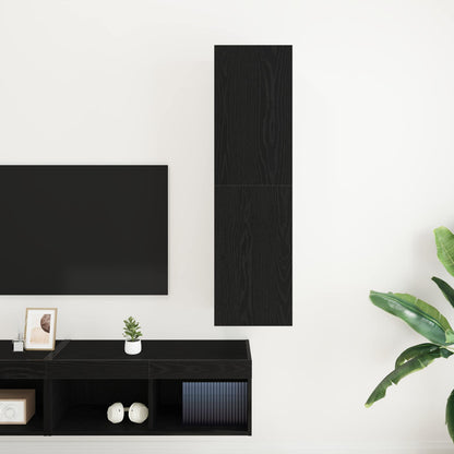 vidaXL Wall TV Cabinet 30.5 x 30 x 110 cm Black Oak Engineered Wood 4