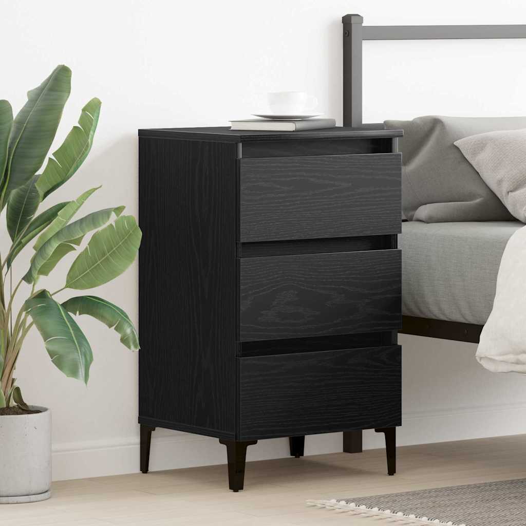 vidaXL Bedside Cabinet Black Oak 40 x 35 x 69 cm Engineered Wood 1