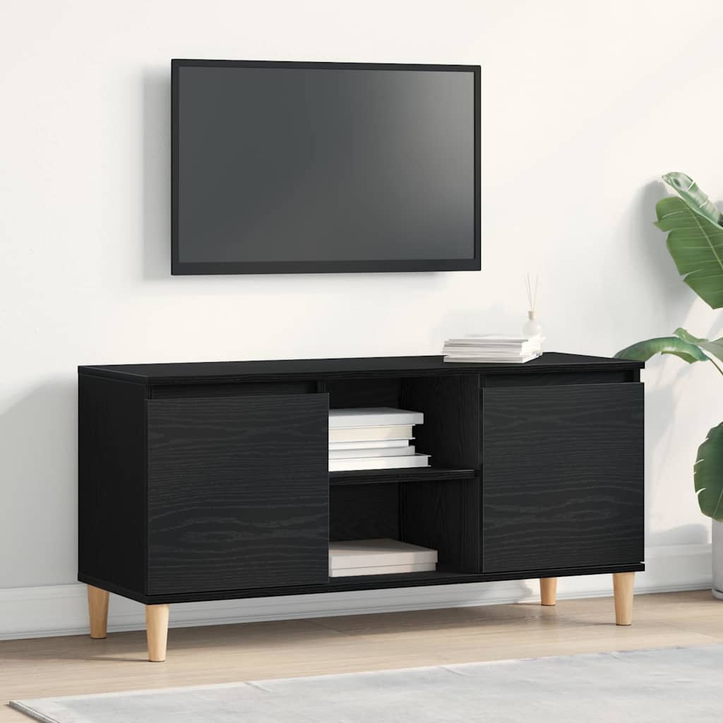 vidaXL TV Cabinet 102 x 35 x 50 cm Black Oak Engineered Wood 1