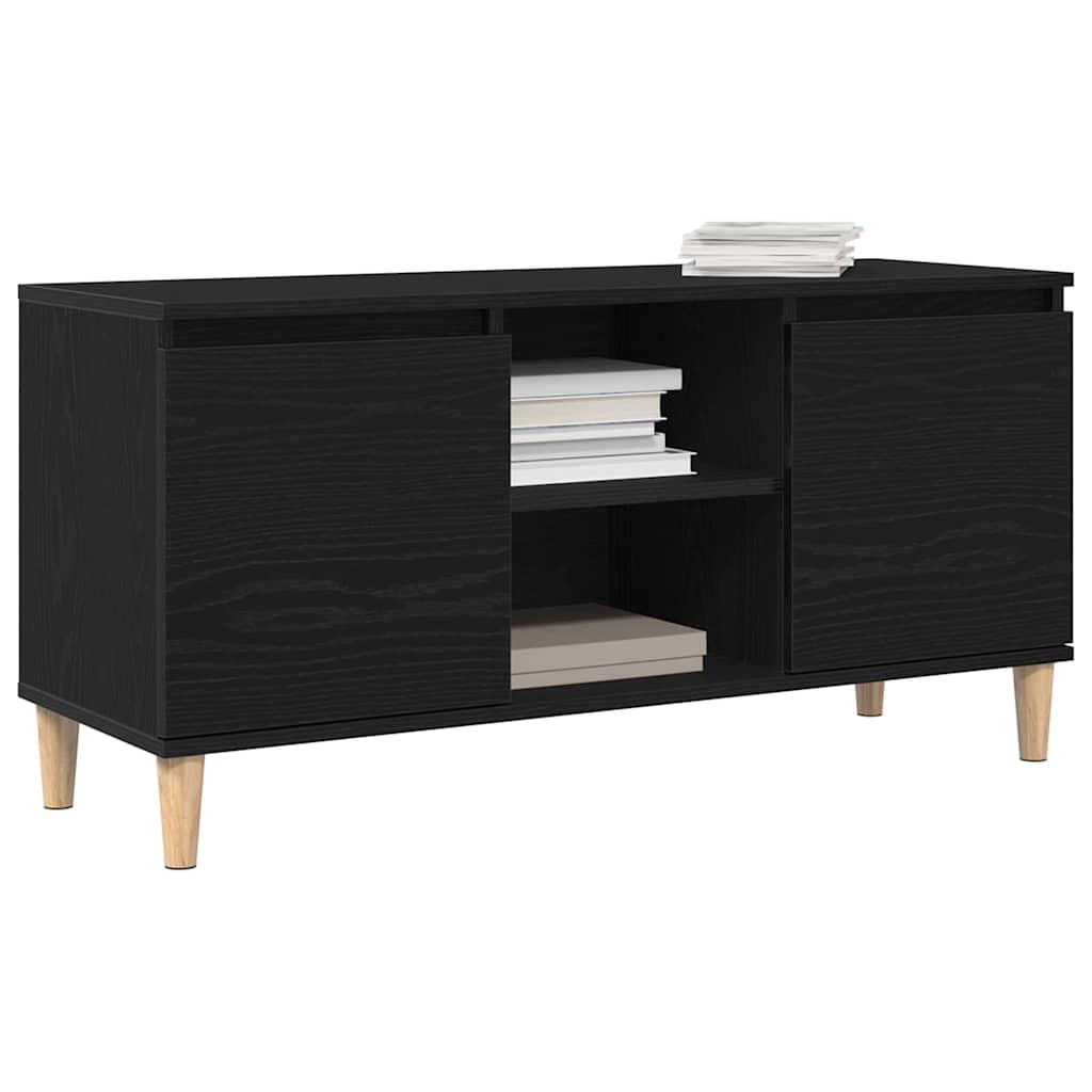 vidaXL TV Cabinet 102 x 35 x 50 cm Black Oak Engineered Wood 3