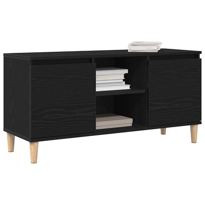 vidaXL TV Cabinet 102 x 35 x 50 cm Black Oak Engineered Wood 3