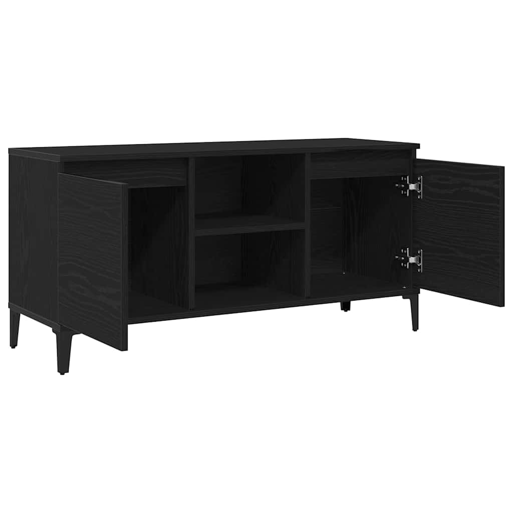 vidaXL TV Cabinet 102 x 35 x 50 cm Black Oak Engineered Wood 5