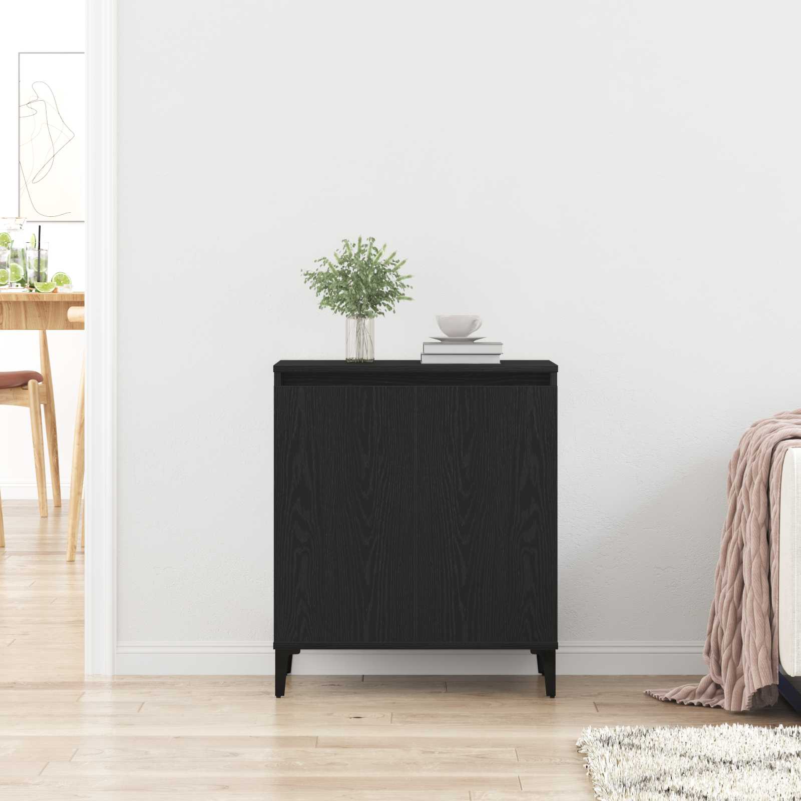 vidaXL Sideboard Black Oak 60 x 35 x 70 cm Engineered Wood 4
