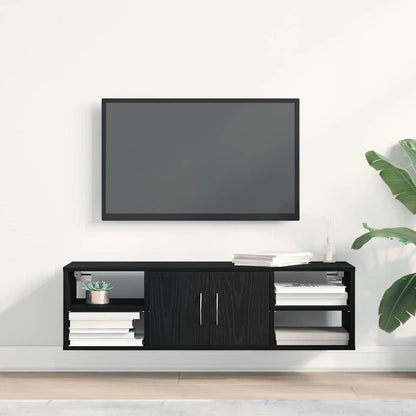 vidaXL Wall Shelf Wall-Mounted Black Oak 102 x 30 x 29 cm 4