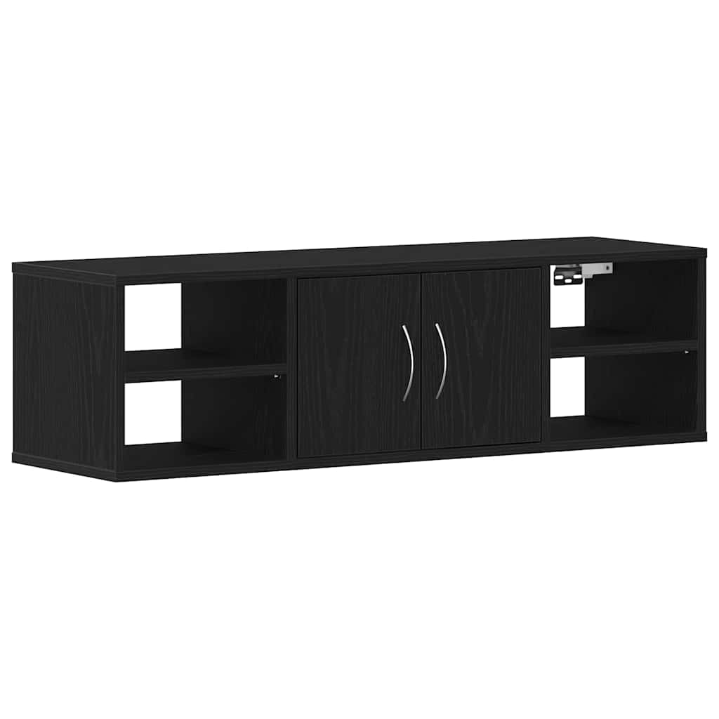 vidaXL Wall Shelf Wall-Mounted Black Oak 102 x 30 x 29 cm 2