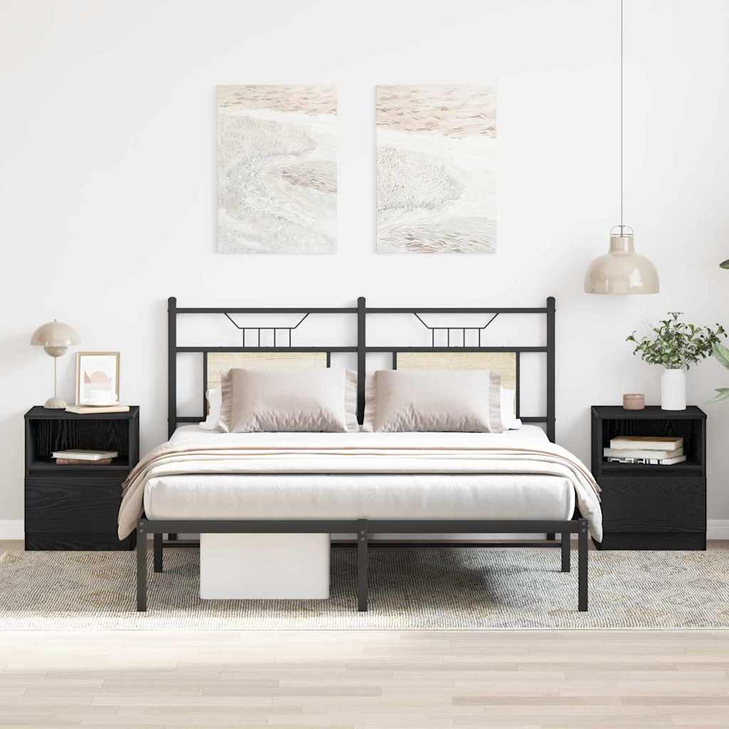 vidaXL Bedside Cabinet 2 pcs Black Oak 40 x 40 x 50 cm Engineered Wood 1