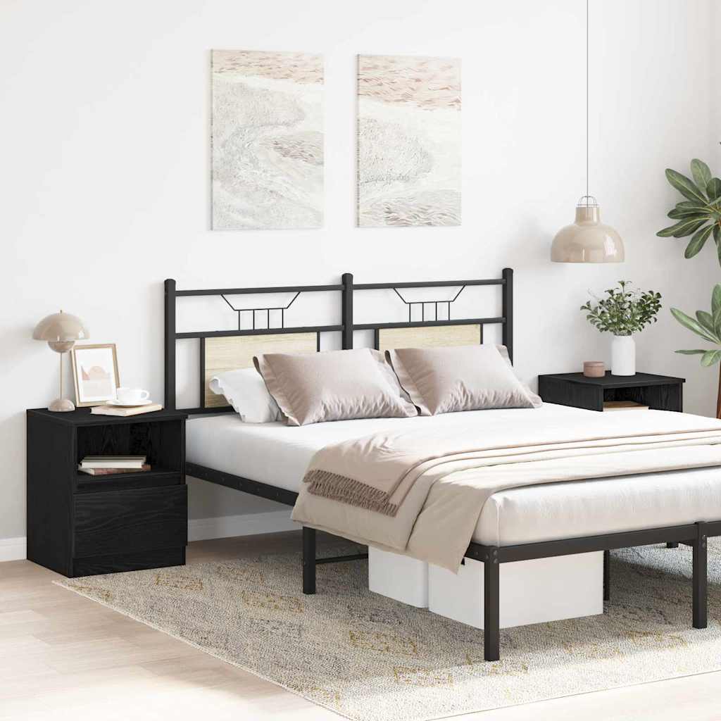 vidaXL Bedside Cabinet 2 pcs Black Oak 40 x 40 x 50 cm Engineered Wood 4