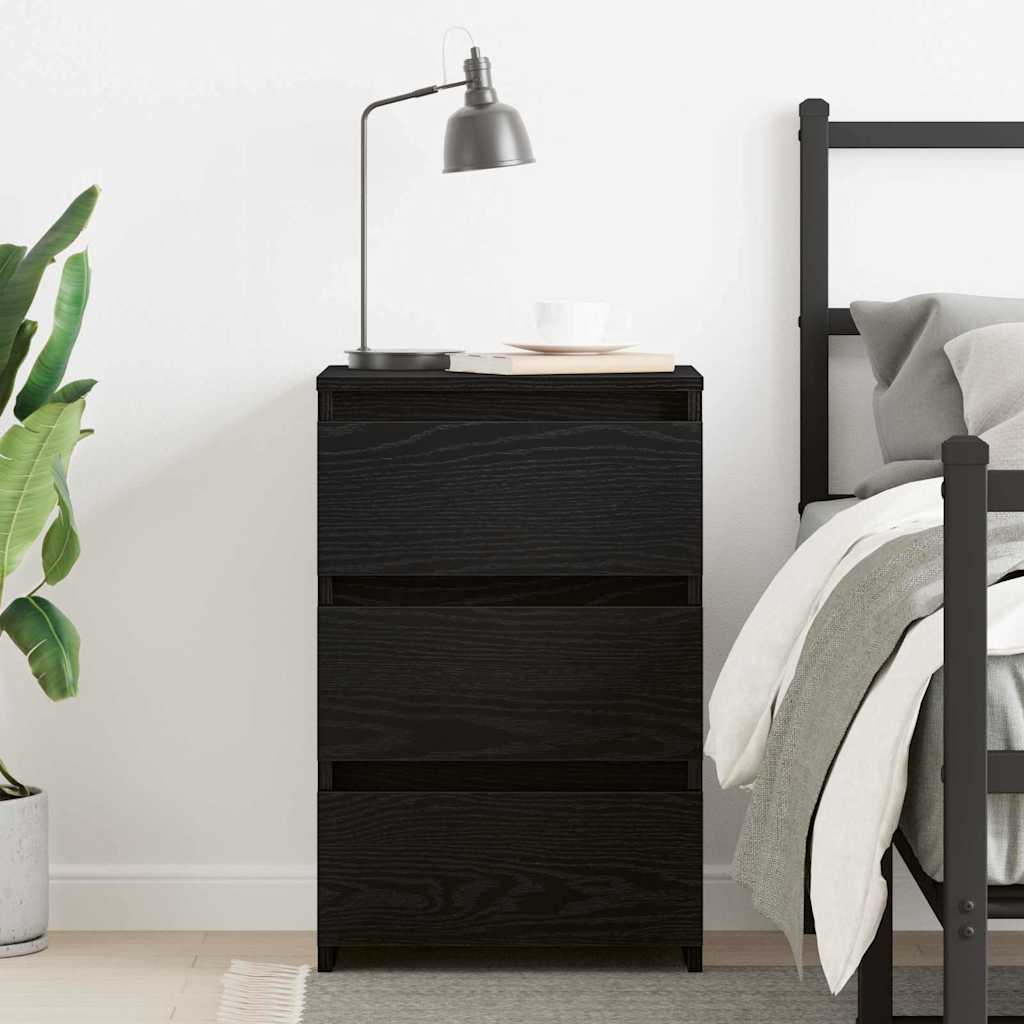 vidaXL Bedside Cabinet Black Oak 40 x 35 x 62.5 cm Engineered Wood 4
