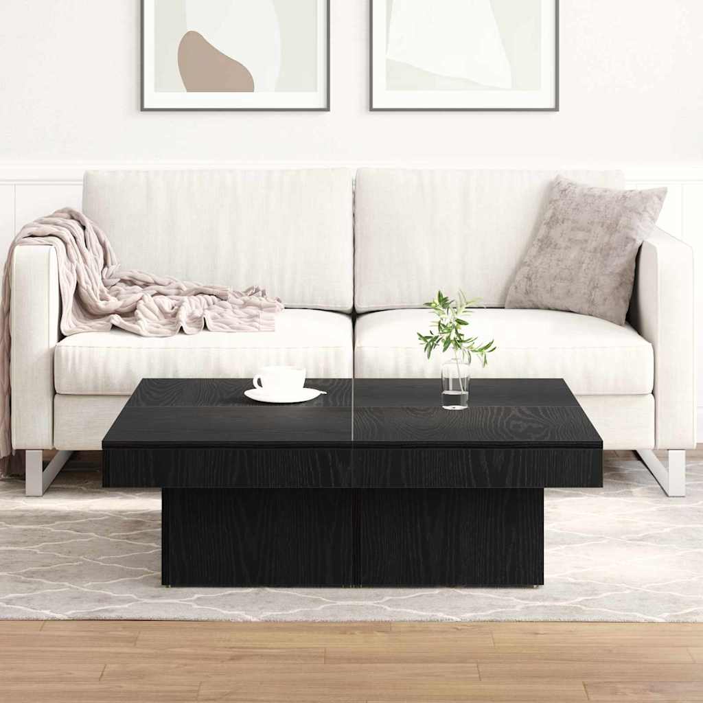 vidaXL Coffee Table Black Oak 90 x 90 x 28 cm Engineered Wood 4