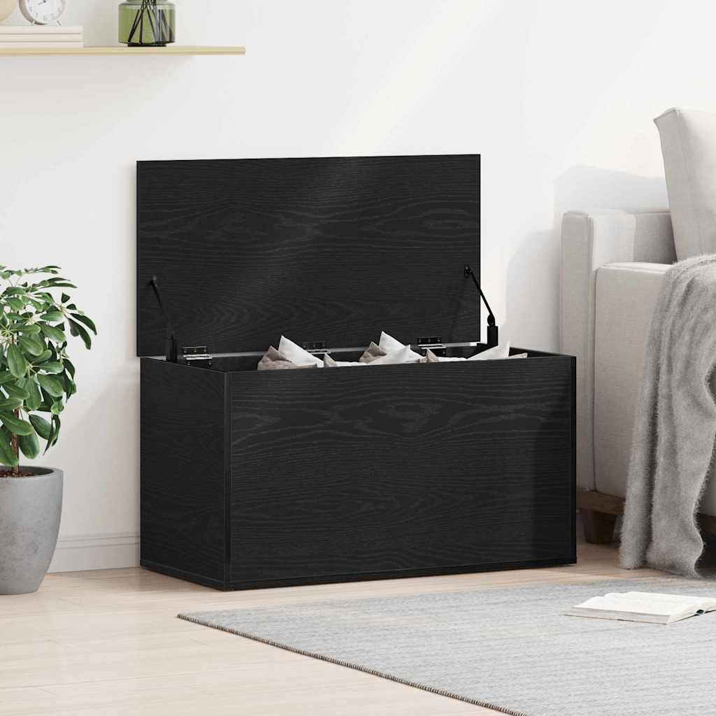 vidaXL Storage Box Black Oak 84 x 42 x 46 cm Engineered Wood 1