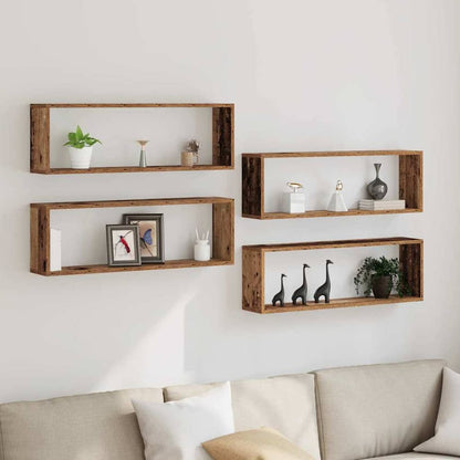 vidaXL Wall Cube Shelves 80x15x26.5 cm Engineered Wood 4 pcs