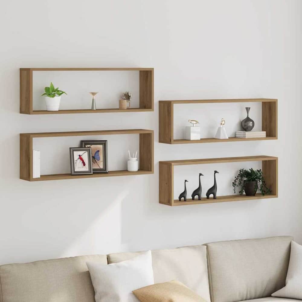 vidaXL Wall Cube Shelves 80x15x26.5 cm Engineered Wood 4 pcs