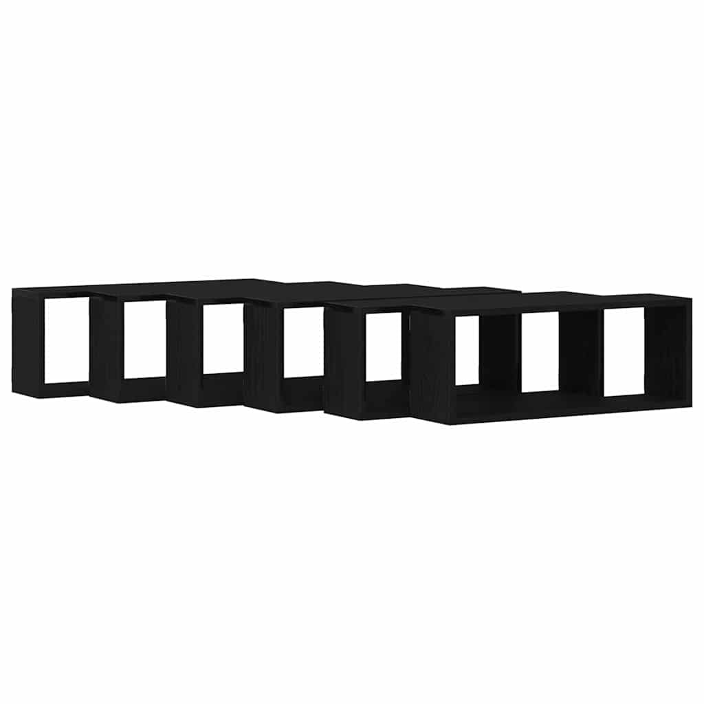 vidaXL Wall Shelves 6 pcs Black Oak 60 x 15 x 23 cm Engineered Wood 2