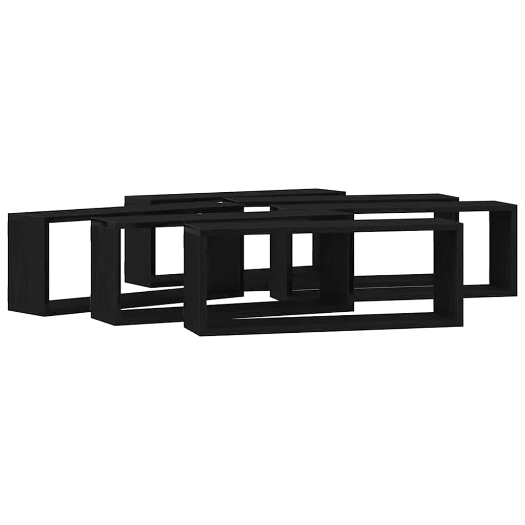 vidaXL Wall Shelves 6 pcs Black Oak 60 x 15 x 23 cm Engineered Wood 5