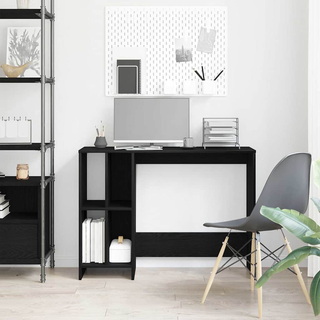 vidaXL Desk Black Oak Engineered Wood 102.5 x 35 x 75 cm 4