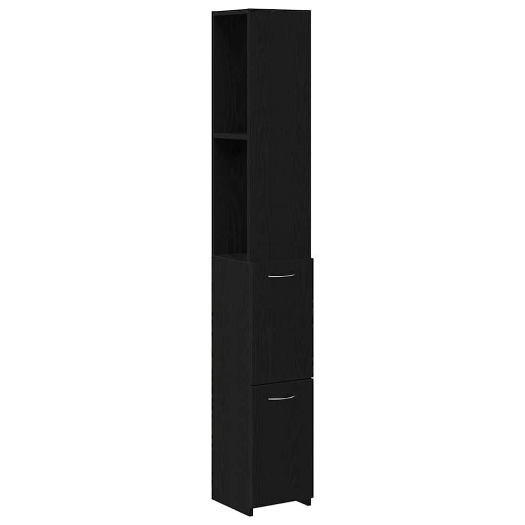 vidaXL Bathroom Cabinet Black Oak 25 x 25 x 170 cm Engineered Wood 2