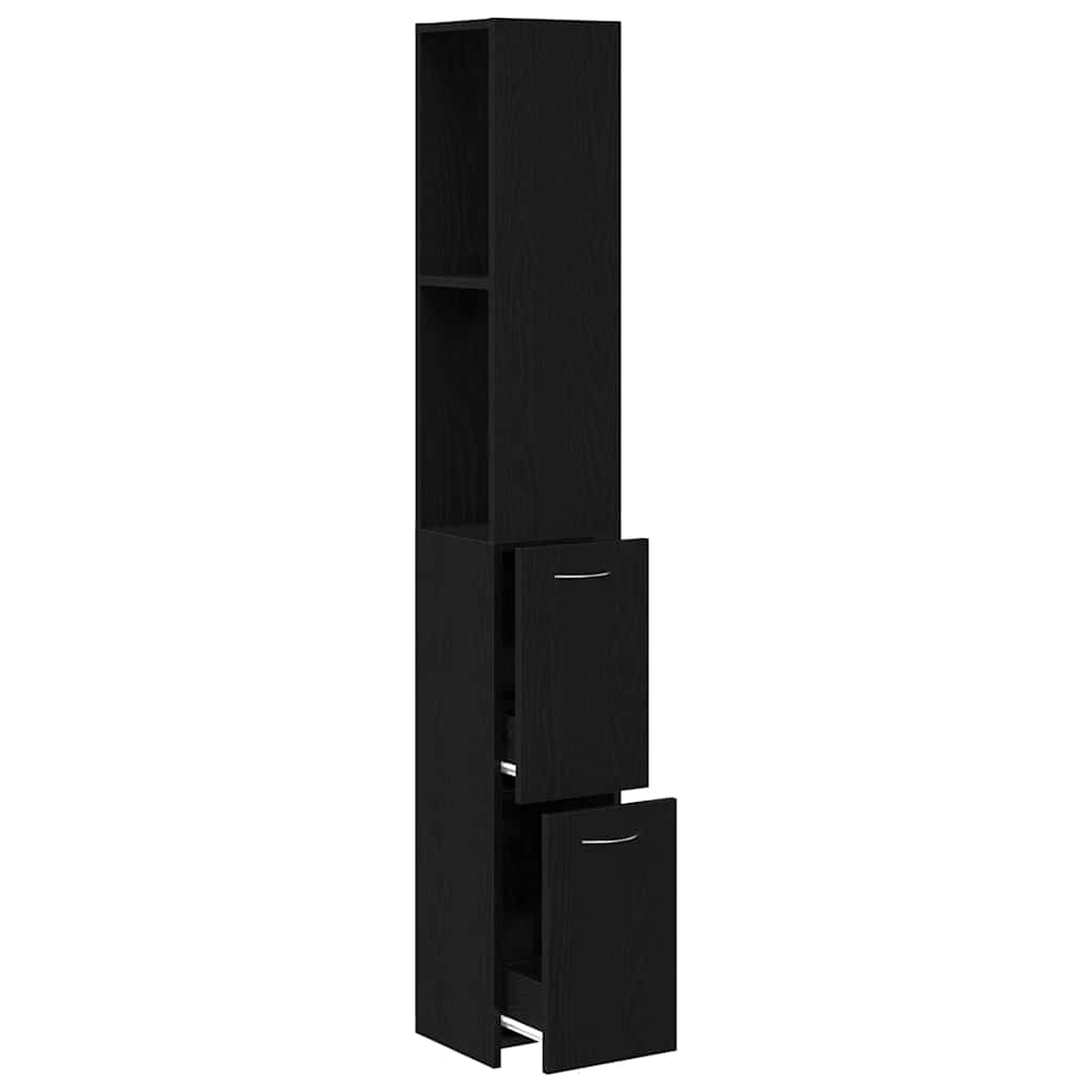vidaXL Bathroom Cabinet Black Oak 25 x 25 x 170 cm Engineered Wood 5