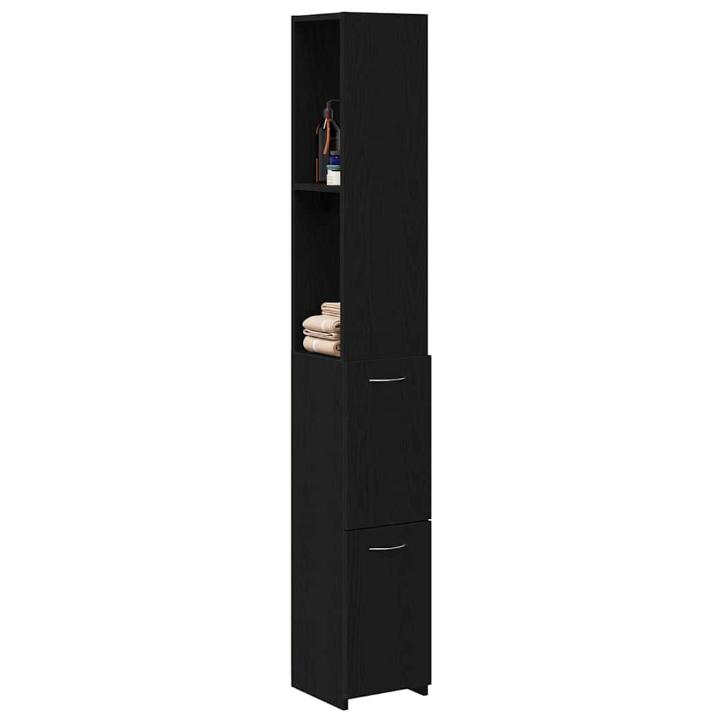 vidaXL Bathroom Cabinet Black Oak 25 x 25 x 170 cm Engineered Wood 3