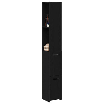 vidaXL Bathroom Cabinet Black Oak 25 x 25 x 170 cm Engineered Wood 3