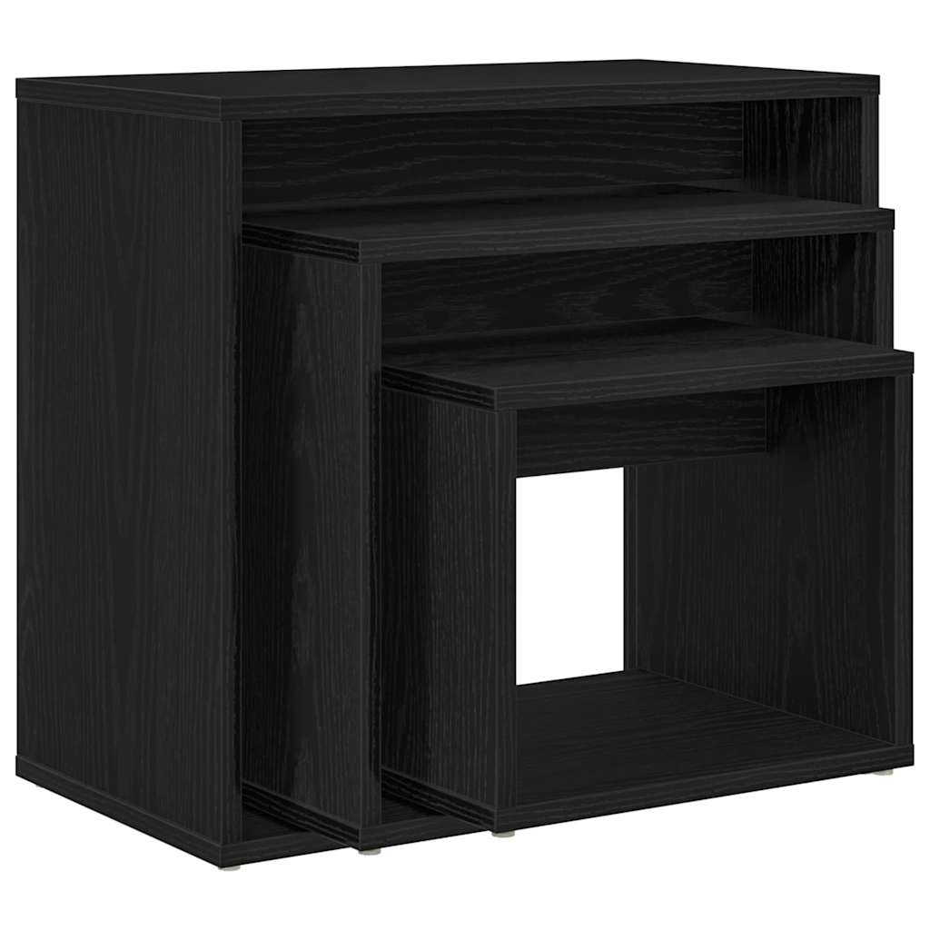 vidaXL Nesting Table 3 pcs Black Oak 55 x 30 x 50 cm Engineered Wood 5