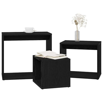 vidaXL Nesting Table 3 pcs Black Oak 55 x 30 x 50 cm Engineered Wood 3