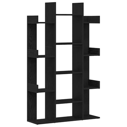 vidaXL Bookcase 13-Tier 86 x 25.5 x 140 cm Engineered Wood Black Oak 2