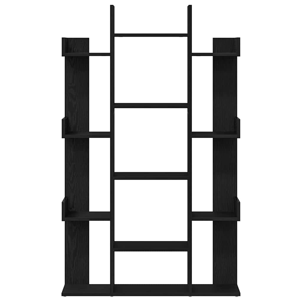 vidaXL Bookcase 13-Tier 86 x 25.5 x 140 cm Engineered Wood Black Oak 5