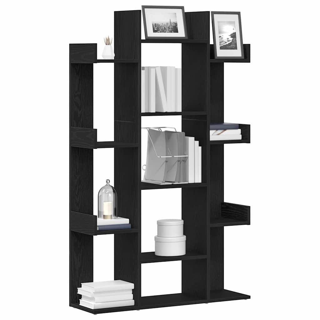 vidaXL Bookcase 13-Tier 86 x 25.5 x 140 cm Engineered Wood Black Oak 3