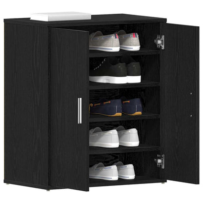 vidaXL Shoe Cabinet 60 x 35 x 70 cm Engineered Wood Black Oak 3