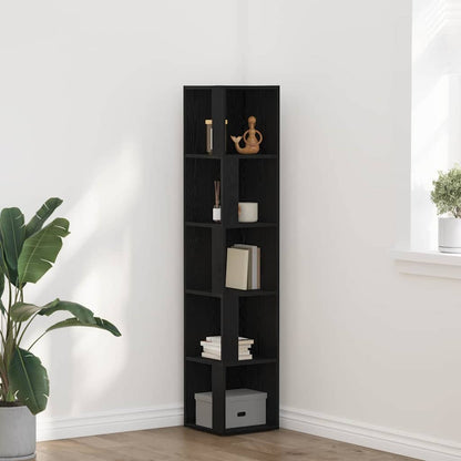 vidaXL Corner Shelves 33 x 33 x 164.5 cm Engineered Wood Black Oak 1