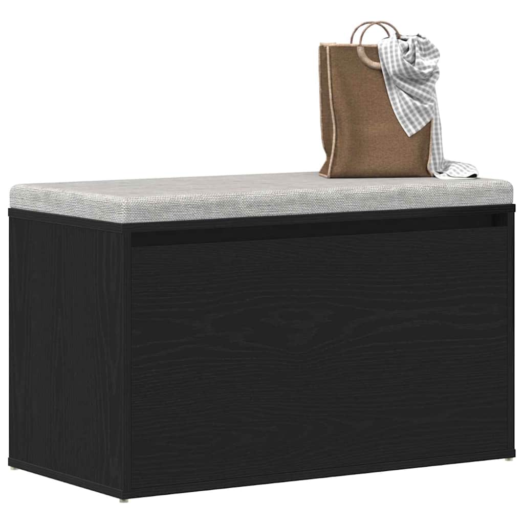 vidaXL Hall Bench Black Oak 80 x 40 x 45 cm Engineered Wood 3