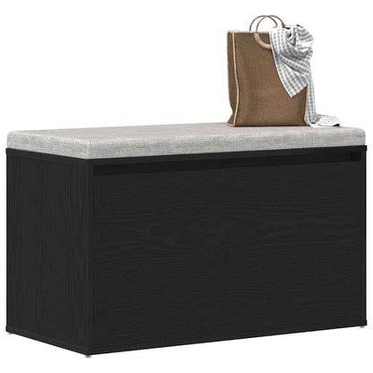 vidaXL Hall Bench Black Oak 80 x 40 x 45 cm Engineered Wood 3