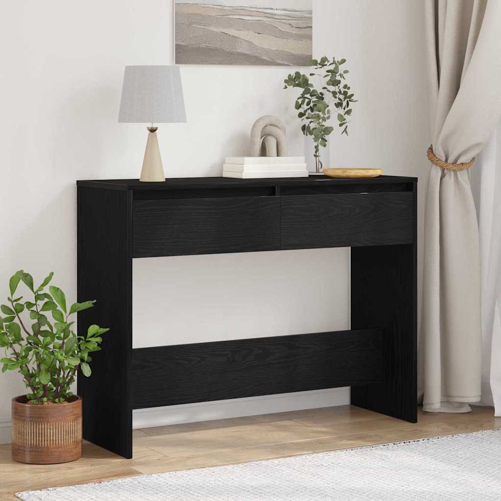 vidaXL Console Table Black Oak 100 x 35 x 76.5 cm Engineered Wood 4