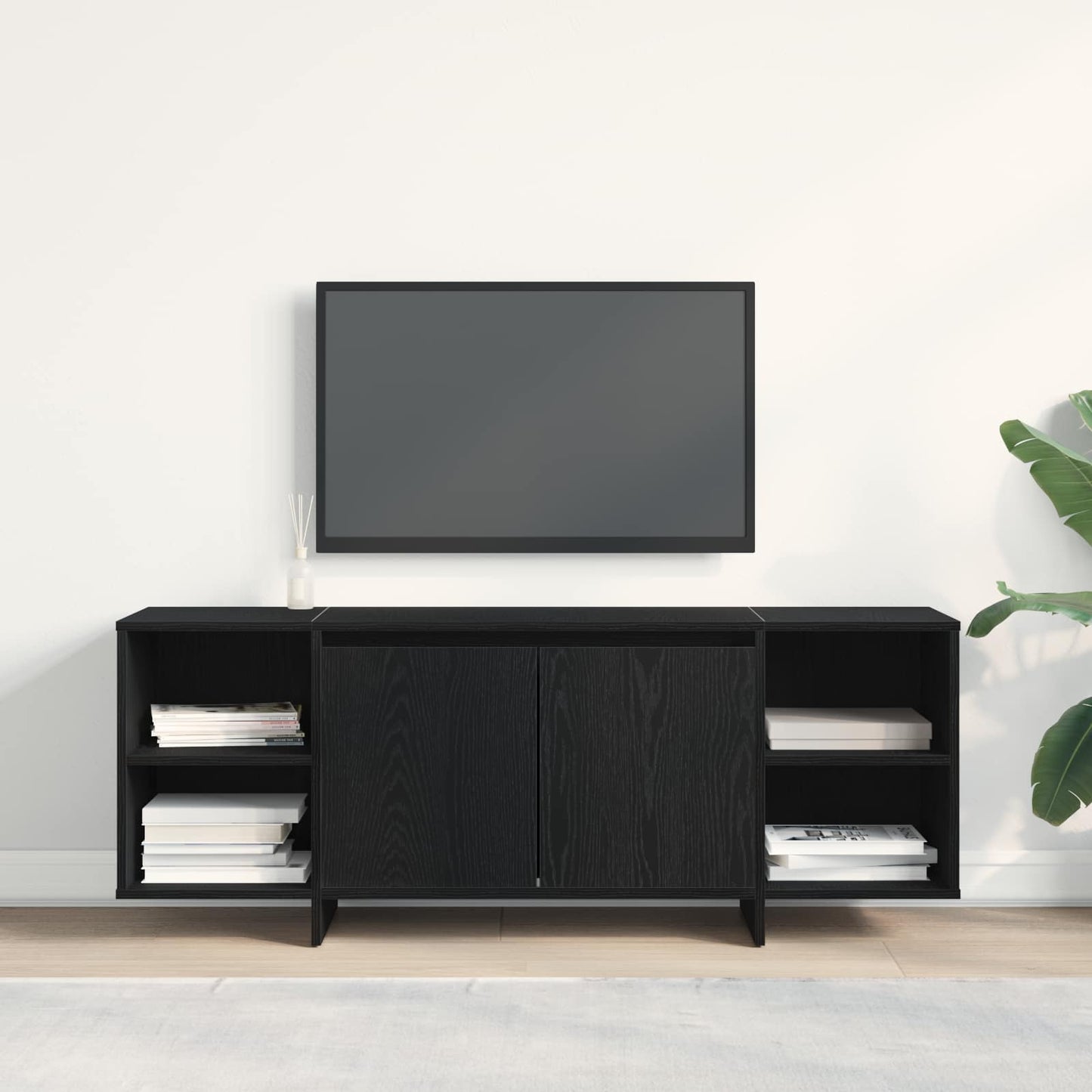 vidaXL TV Cabinet 130 x 35 x 50 cm Black Oak Engineered Wood 1