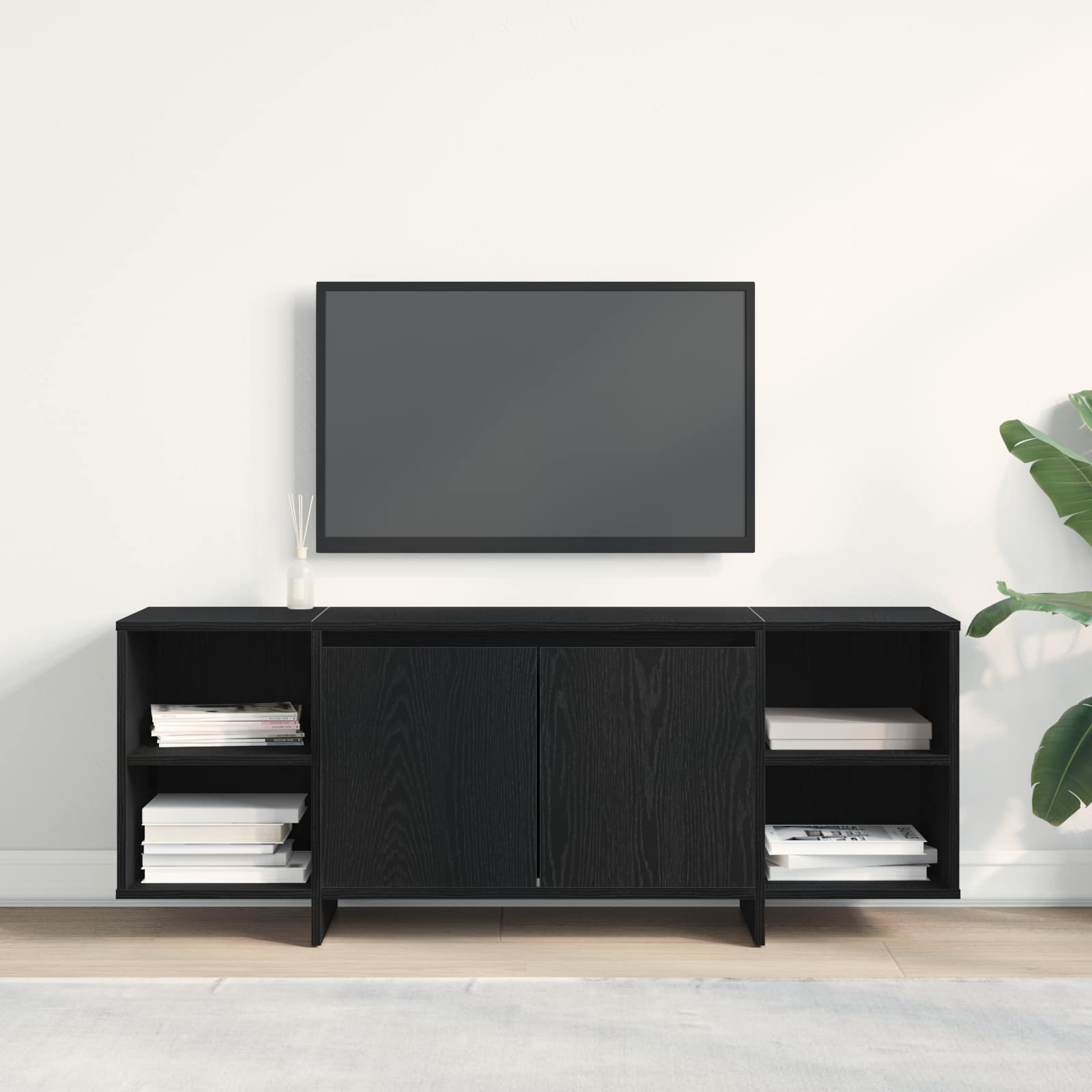 vidaXL TV Cabinet 130 x 35 x 50 cm Black Oak Engineered Wood 1