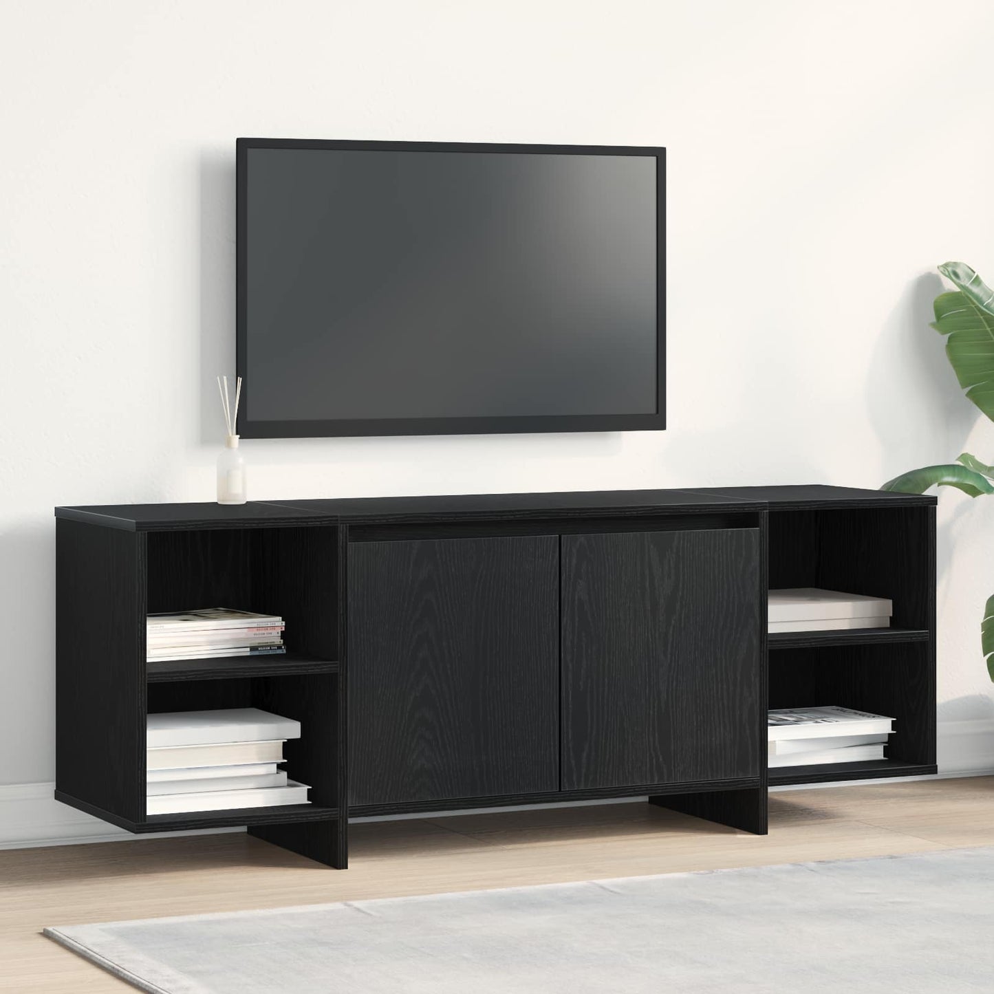 vidaXL TV Cabinet 130 x 35 x 50 cm Black Oak Engineered Wood 4