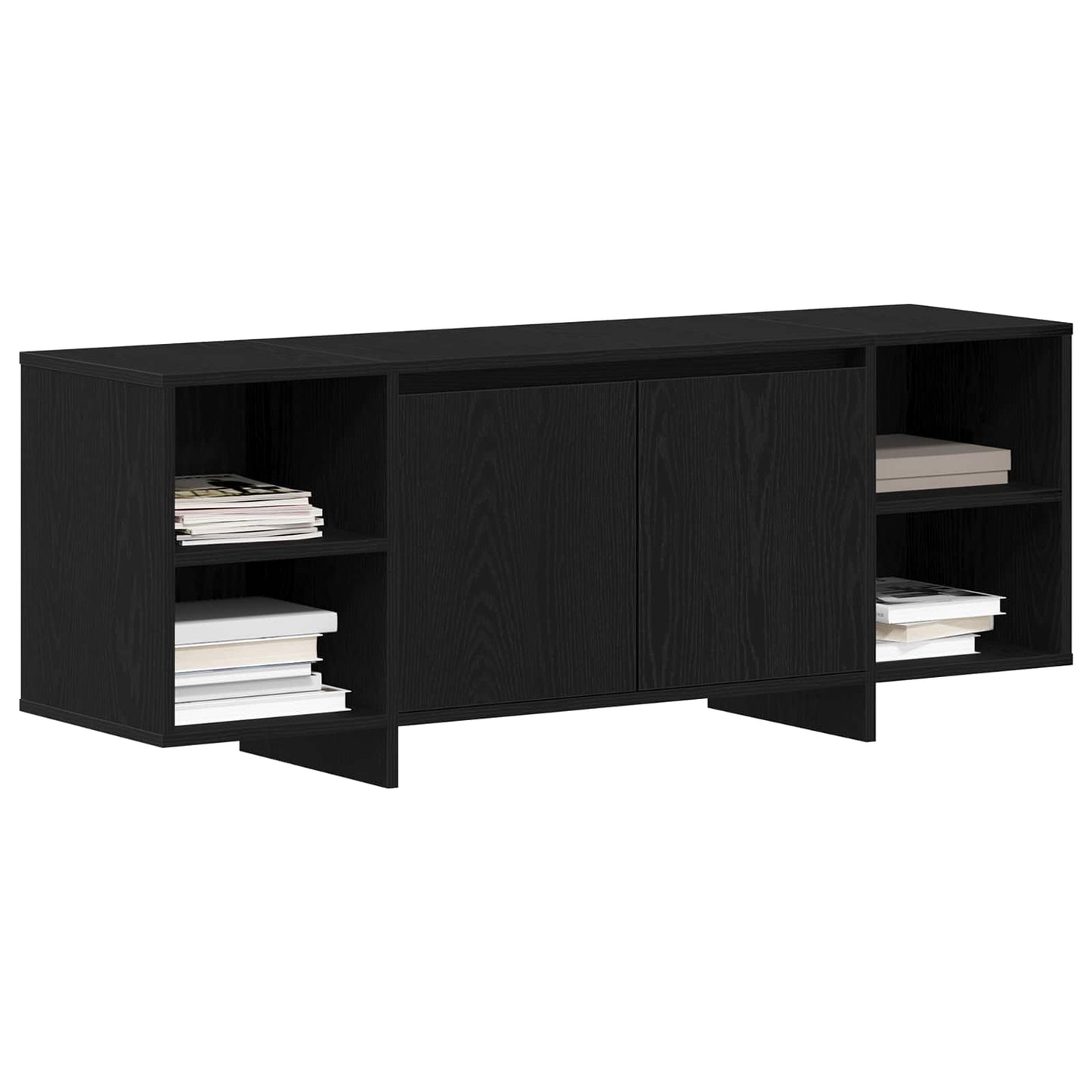 vidaXL TV Cabinet 130 x 35 x 50 cm Black Oak Engineered Wood 3
