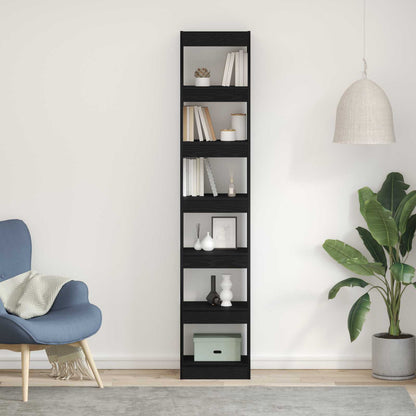 vidaXL Book Cabinet 6-Tier 40 x 30 x 198 cm Engineered Wood Black Oak 1