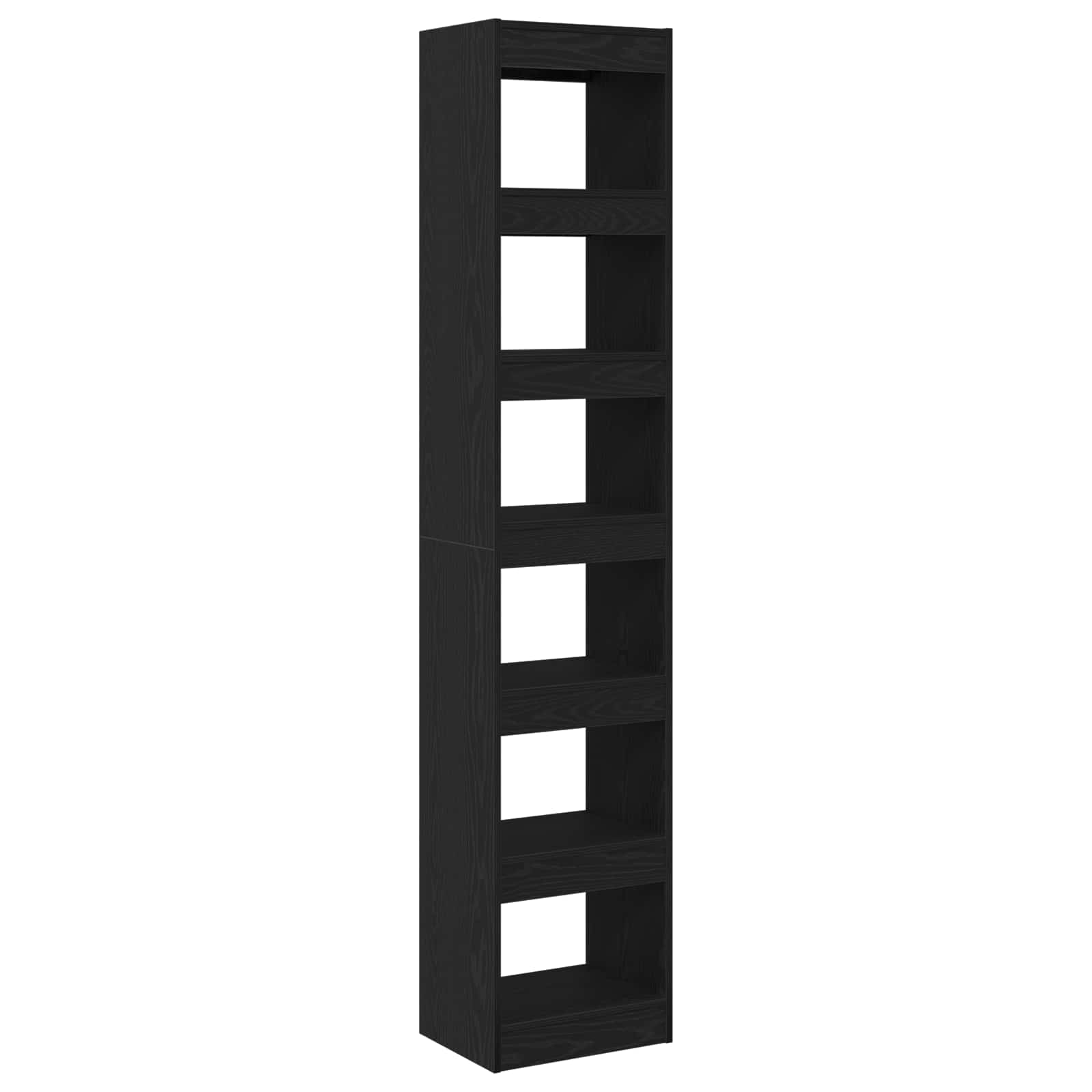 vidaXL Book Cabinet 6-Tier 40 x 30 x 198 cm Engineered Wood Black Oak 2
