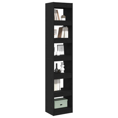vidaXL Book Cabinet 6-Tier 40 x 30 x 198 cm Engineered Wood Black Oak 3