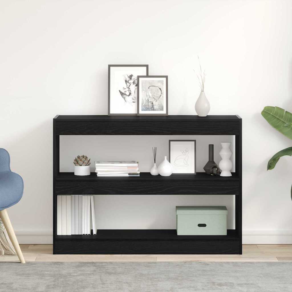vidaXL Bookcase 2-Tier 100 x 30 x 72 cm Engineered Wood Black Oak 1