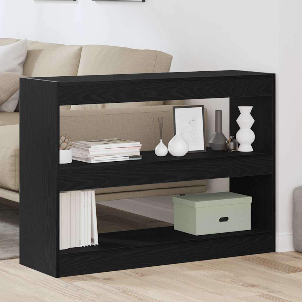 vidaXL Bookcase 2-Tier 100 x 30 x 72 cm Engineered Wood Black Oak 4