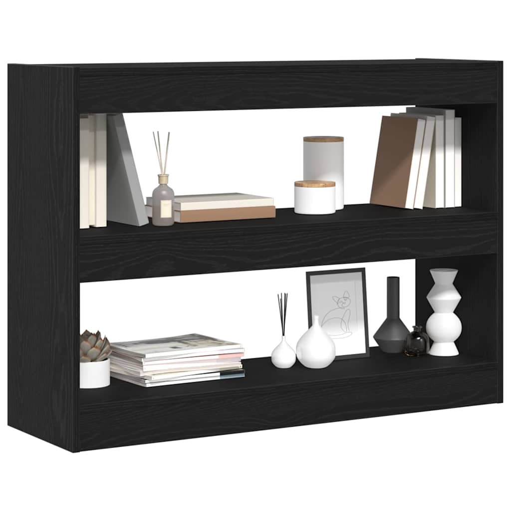 vidaXL Bookcase 2-Tier 100 x 30 x 72 cm Engineered Wood Black Oak 3