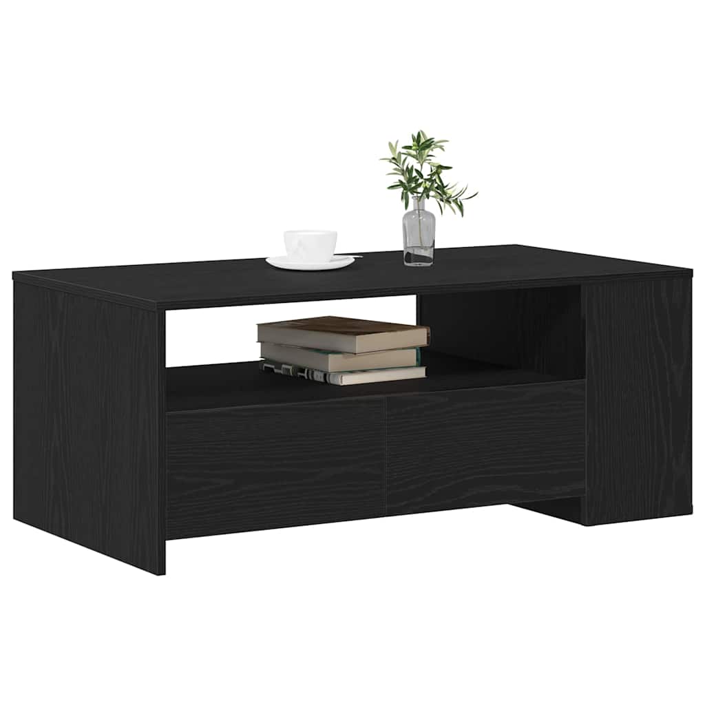 vidaXL Coffee Table Black Oak 102 x 55 x 43.5 cm Engineered Wood 3